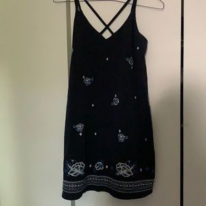 cute navy dress with flower design